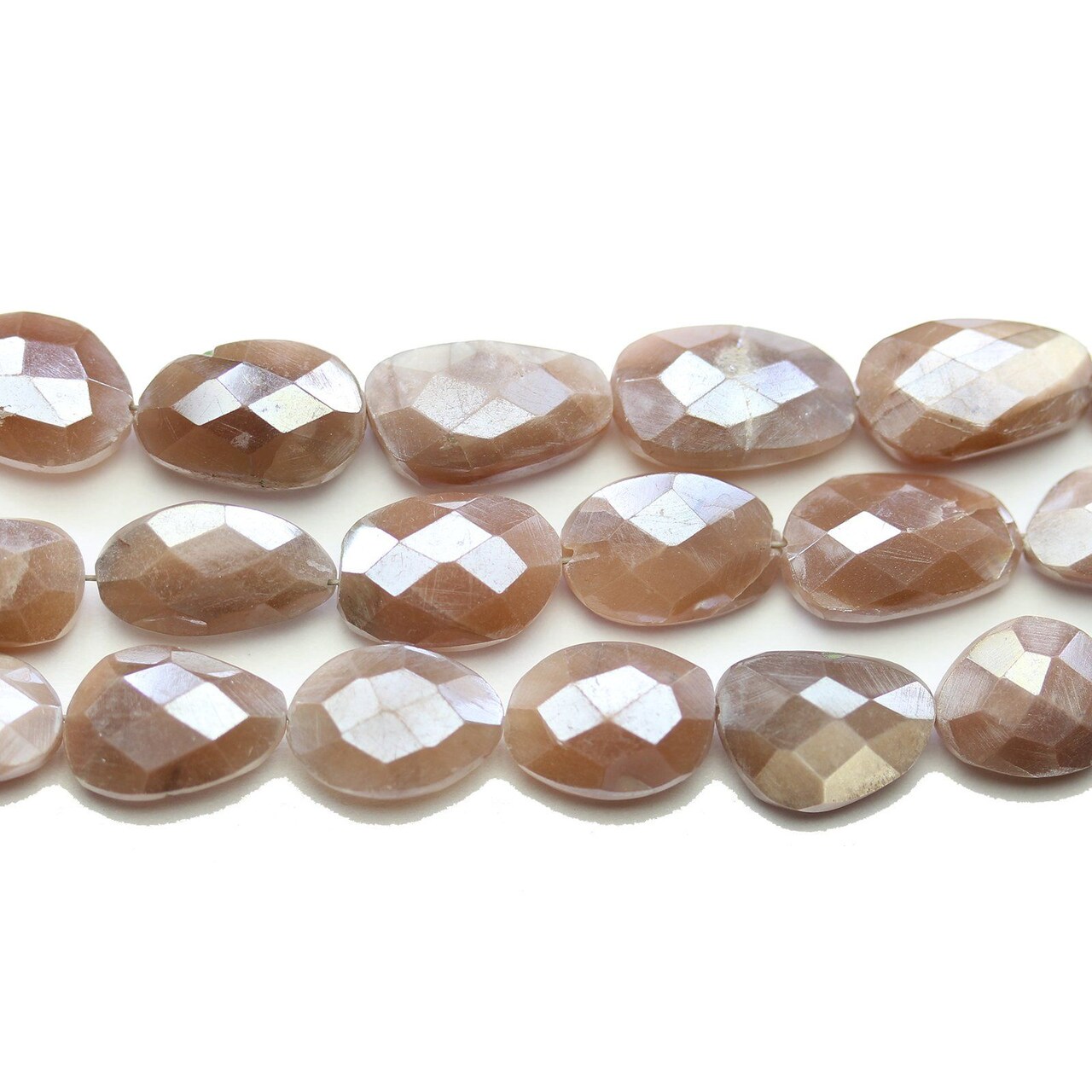 Faceted Natural Mystic Moonstone with Luster Oval 9x12mm Beads